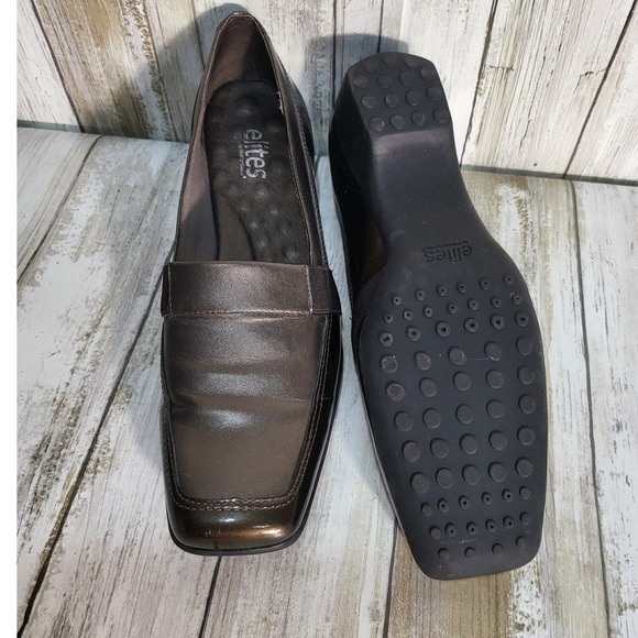 Elites by Naturalizer Women's Metallic Bronze Square Toe Loafer Shoes - Picture 5 of 9